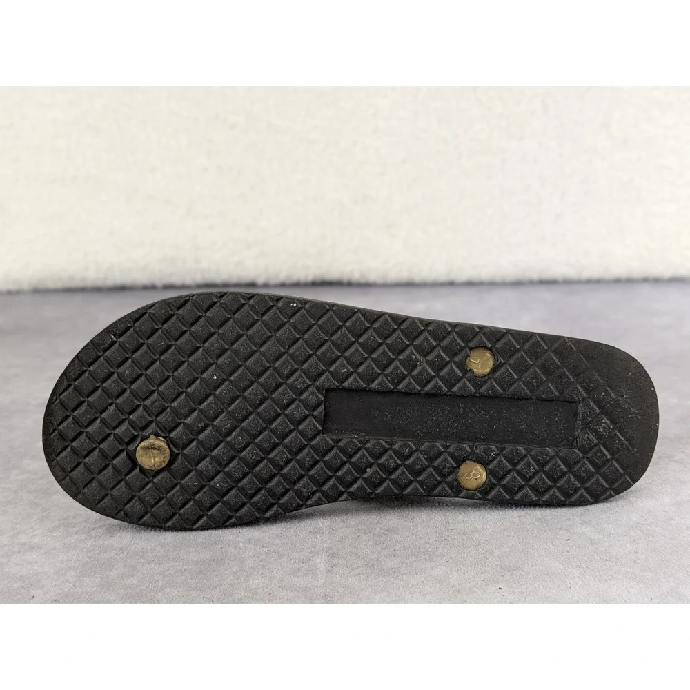 Michael Kors Womens MK Monogram Flip Flops Brown Gold Logo Sandals Size 8